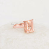 Morganite Gemstone Ring - 8x12mm Rectangle - Rose Gold Ring - Handcafted Ring - Jewelry For Women - Statement Ring - 925 Solid Silver Ring